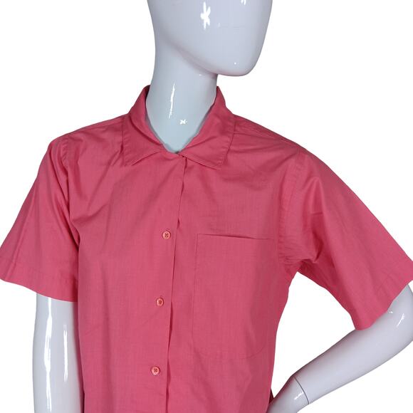 Vintage 80s Picket and Post Shirt Size 12 Pink Short Sleeve Button Down - Picture 2 of 9